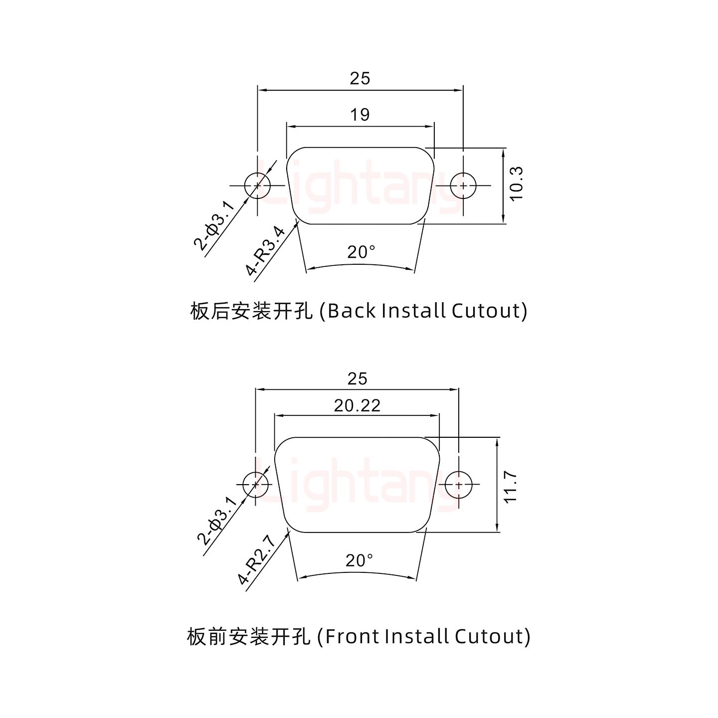 5W1公短體焊線/光孔/大電流10A