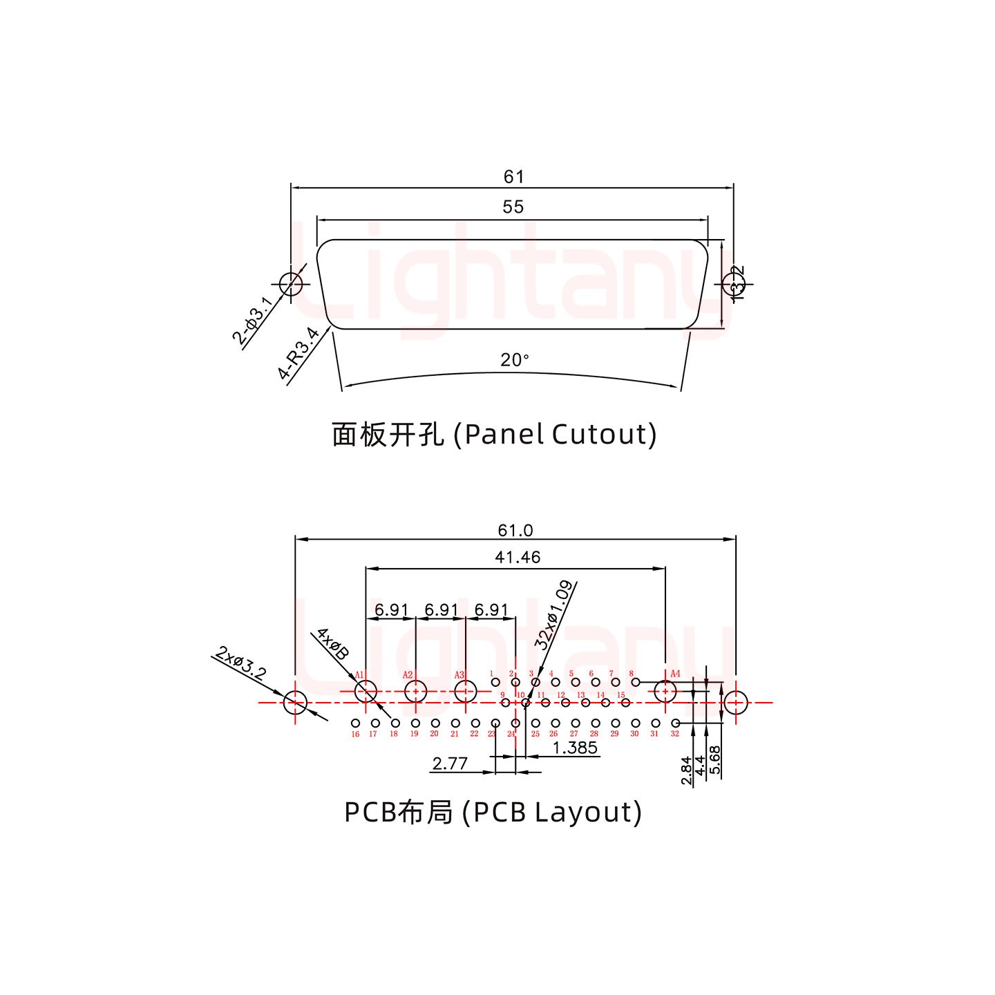 36W4公PCB直插板/鉚魚叉7.0/大電流20A