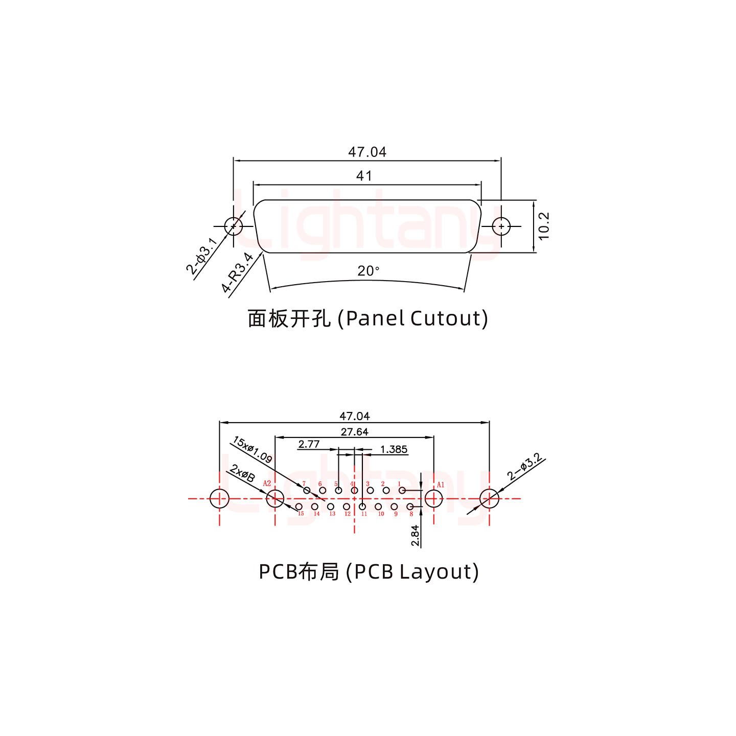 17W2母PCB直插板/鉚魚(yú)叉7.0/大電流10A