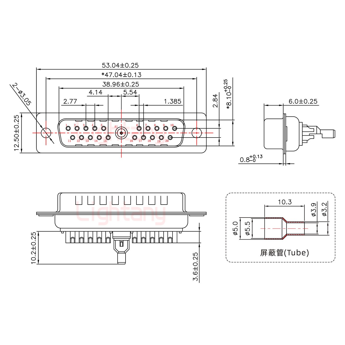 21W1公焊線式75歐姆+25P金屬外殼1657直出線4~12mm