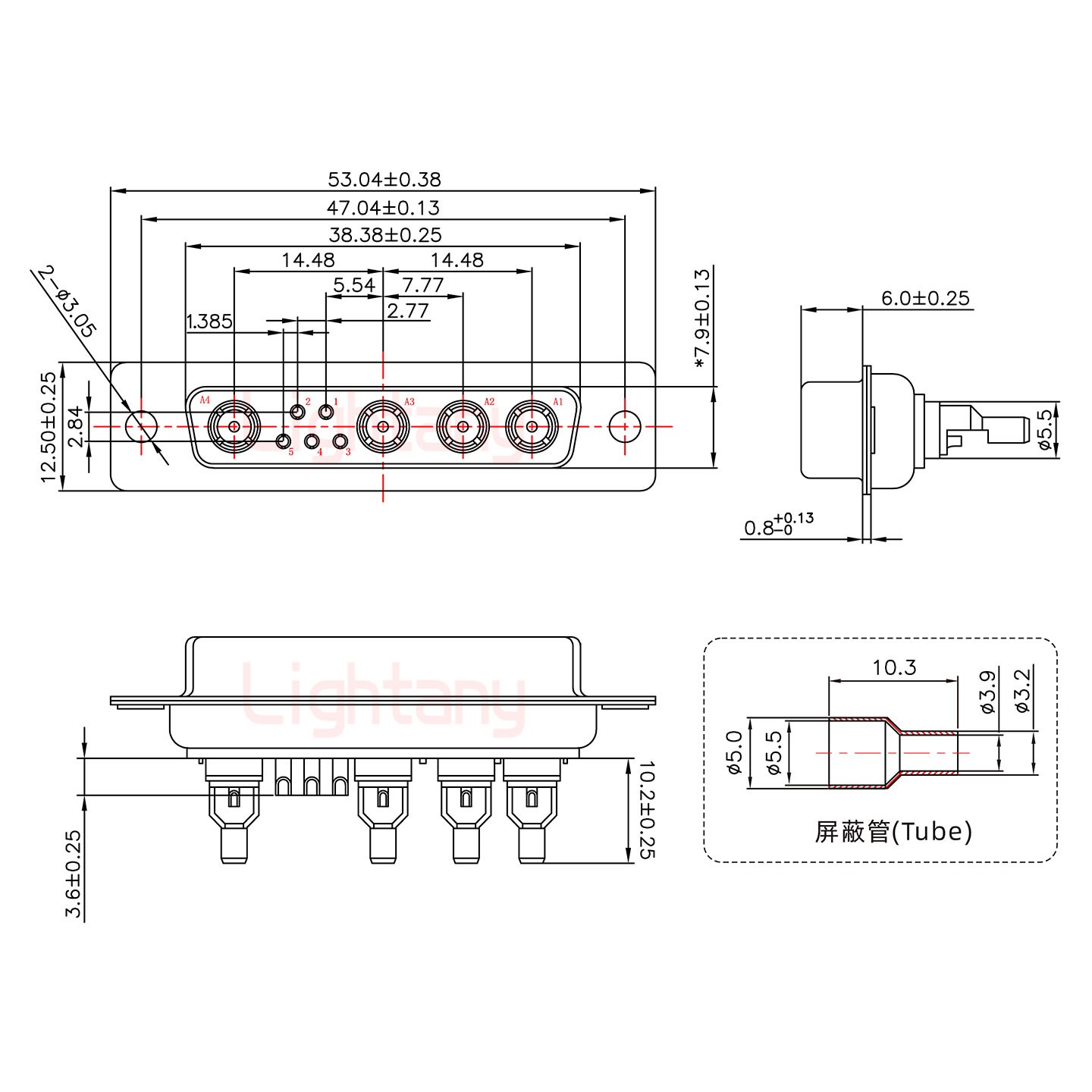 9W4母焊線式75歐姆+25P金屬外殼1015彎出線4~12mm