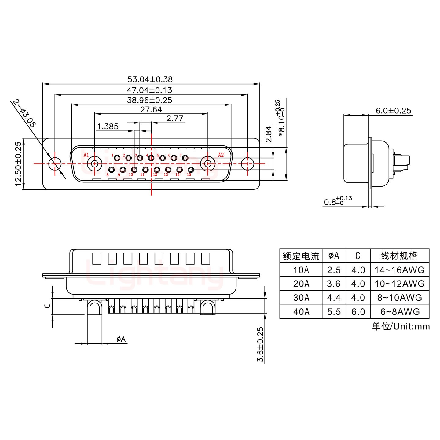 17W2公短體焊線(xiàn)/光孔/大電流10A