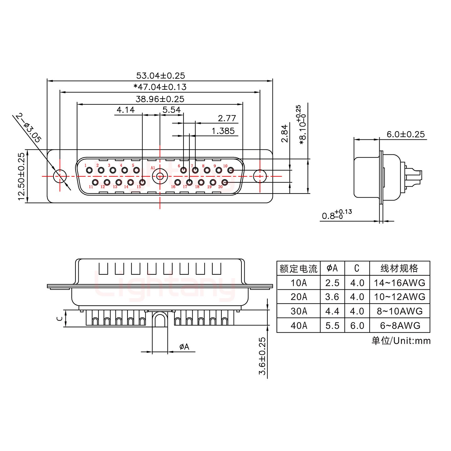 21W1公短體焊線/光孔/大電流10A