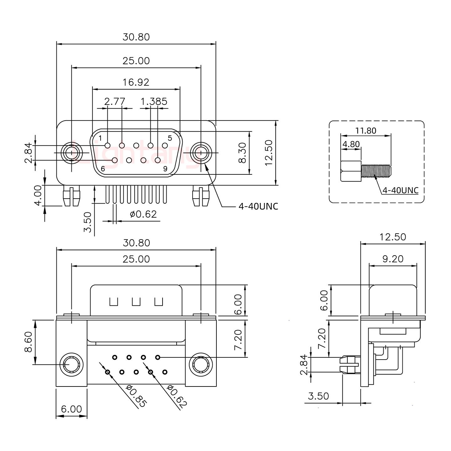 DR9 公 彎插板7.2 金屬支架8.6 鎖螺絲 車(chē)針