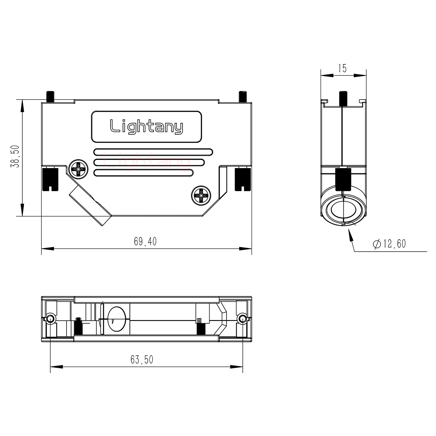 17W5公焊線式75歐姆+37P金屬外殼967斜出線4~12mm