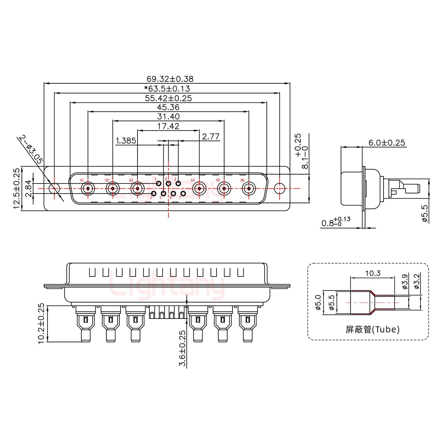 13W6A公頭焊線+防水接頭/線徑10~16mm/射頻同軸75歐姆