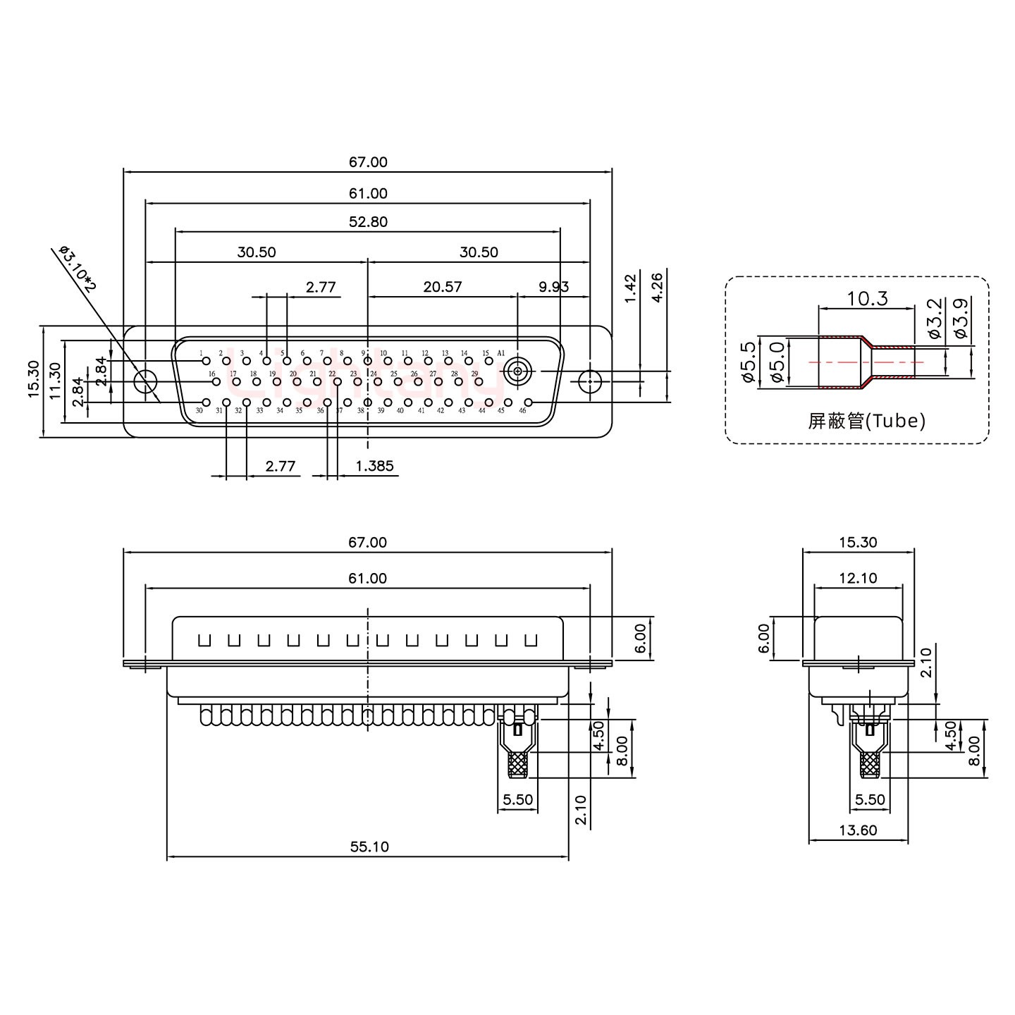 43W2公頭焊線+防水接頭/線徑10~16mm/射頻同軸75歐姆