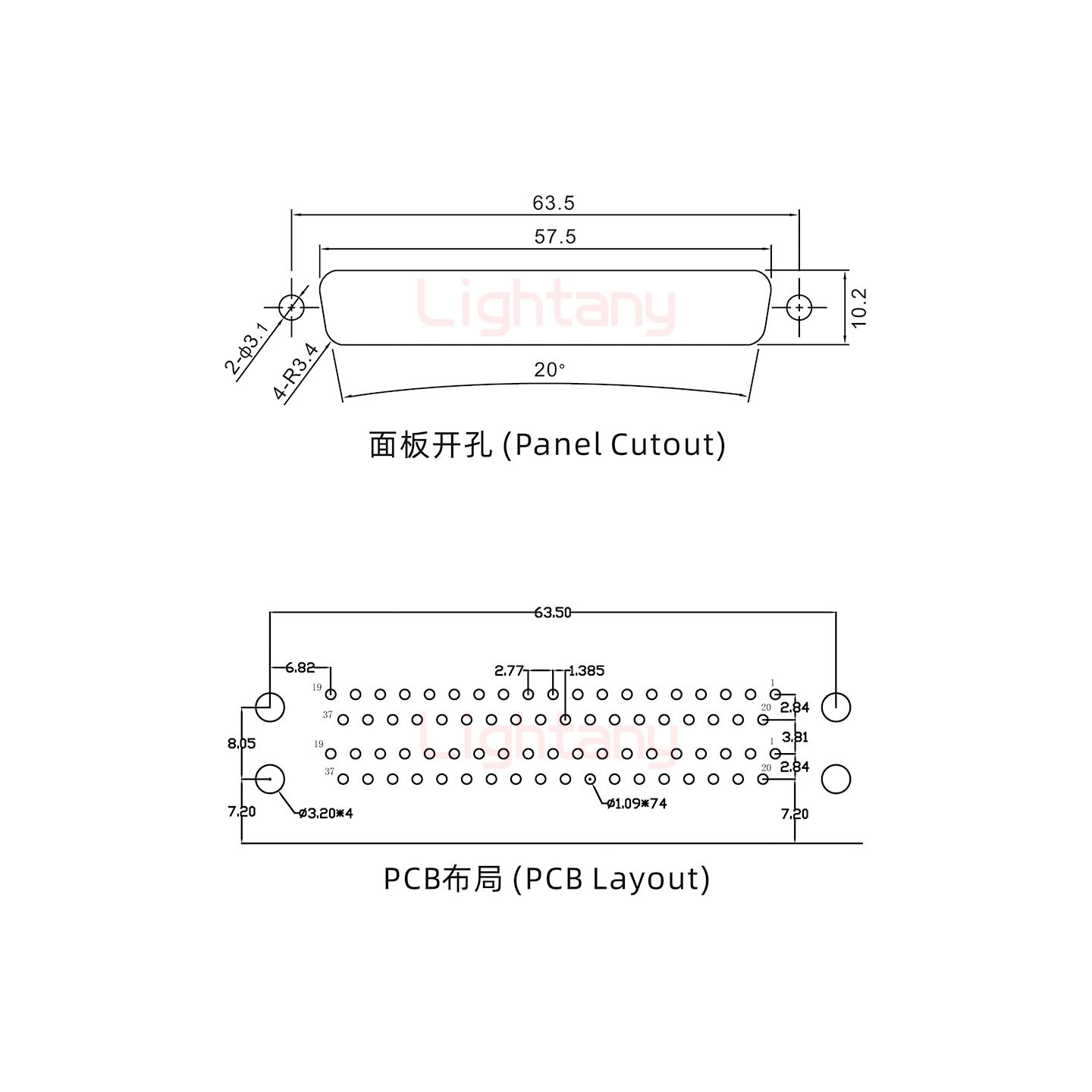 DR37 母對母 間距19.05車針雙胞胎 D-SUB連接器