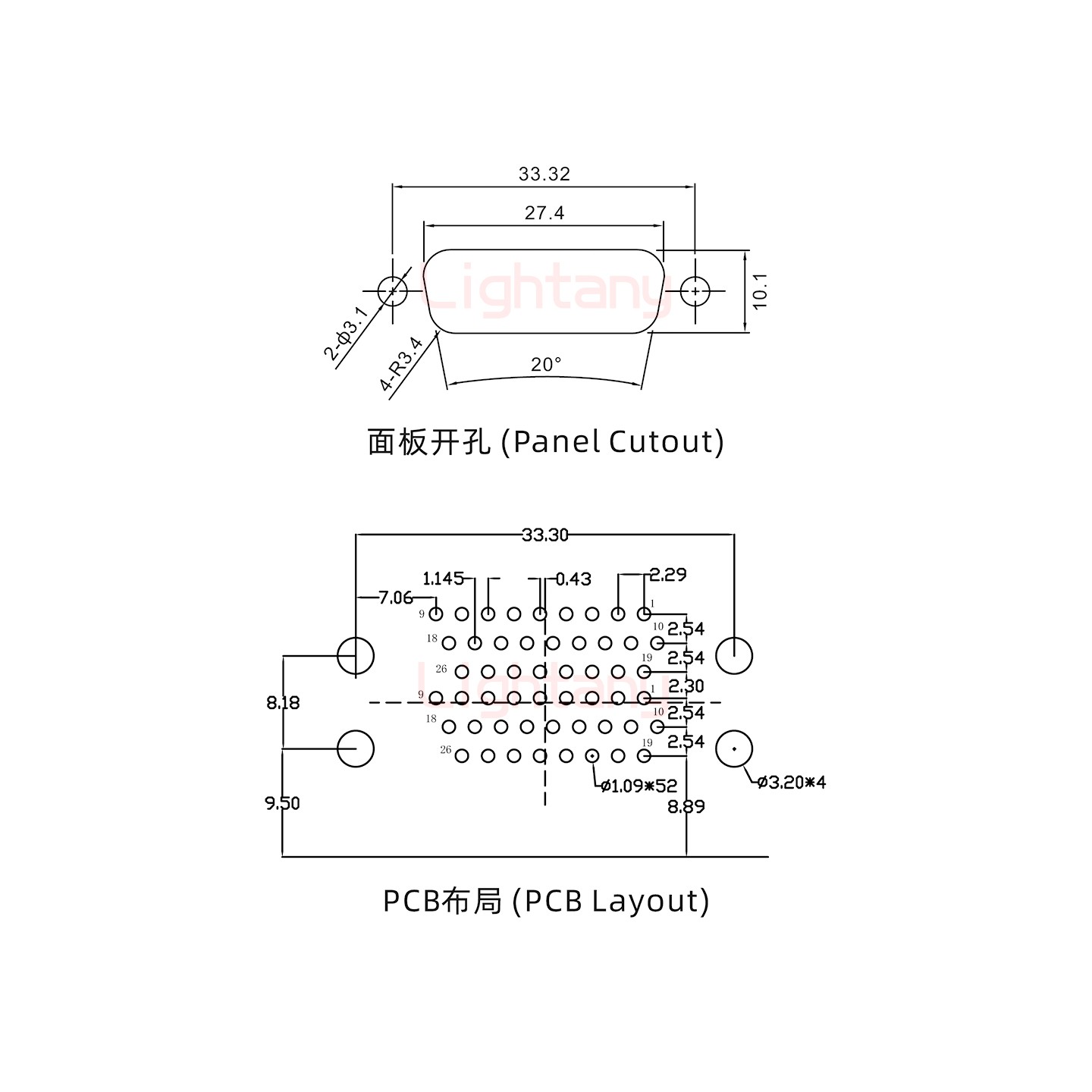 HDR26 母對(duì)母間距19.05車針雙胞胎 D-SUB連接器