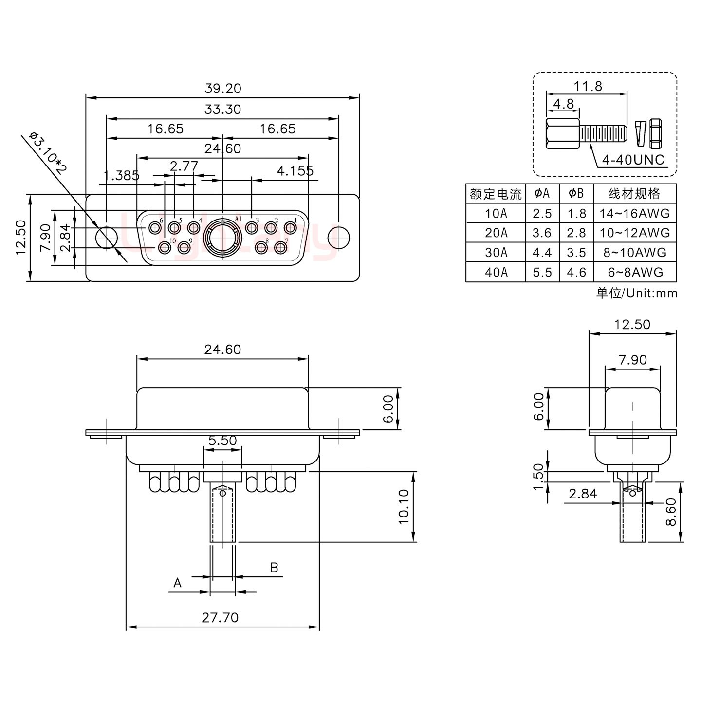 11W1母壓線(xiàn)式/配螺絲螺母/大電流30A