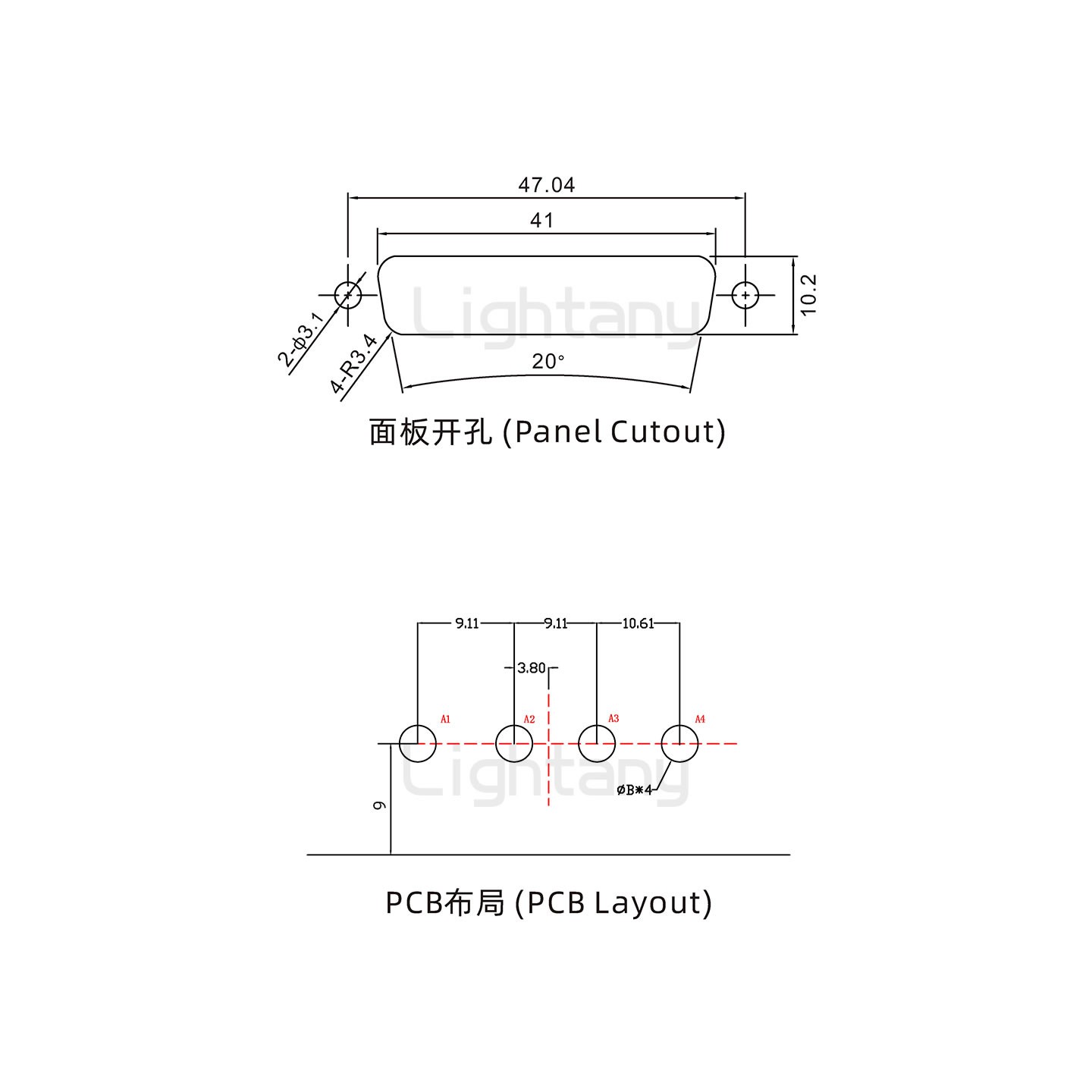 防水4W4公彎插板/鎖螺絲/大電流40A