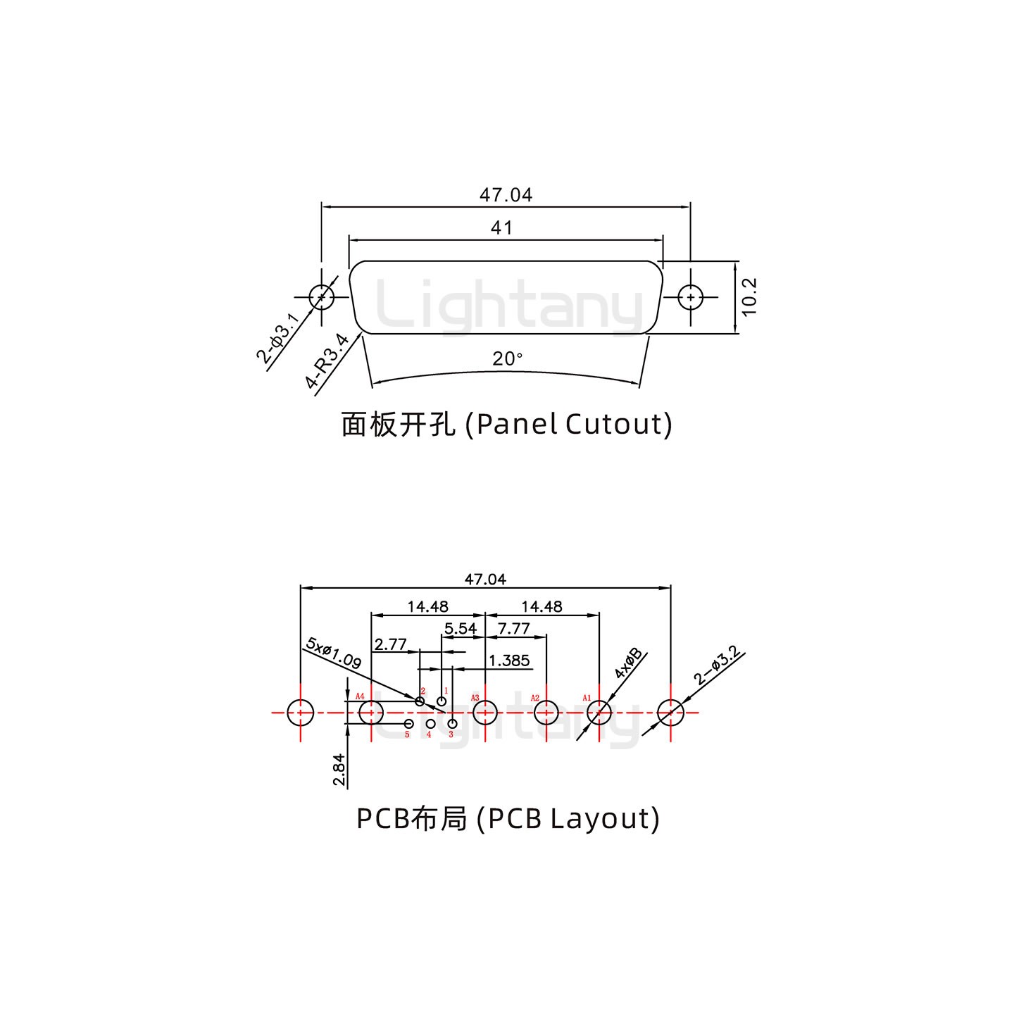 防水9W4母直插板/鉚魚叉/鎖螺絲/大電流40A