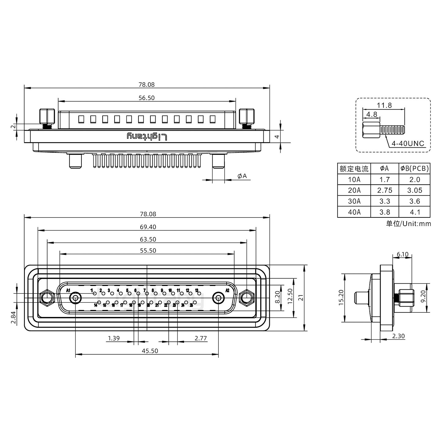 防水24W7公直插板/鎖螺絲/大電流40A