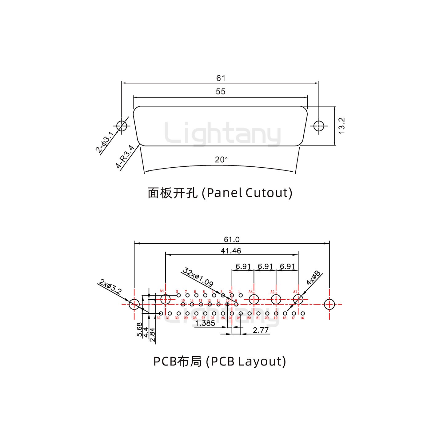 防水36W4母直插板/鉚魚叉/鎖螺絲/大電流40A