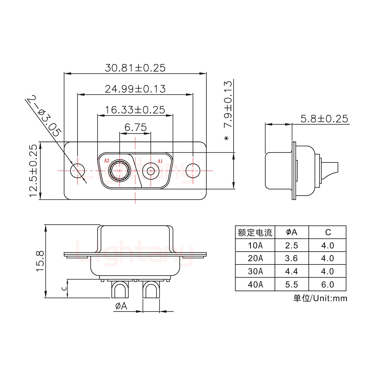 2V2母短體焊線30A+9P金屬外殼1707直出線4~12mm