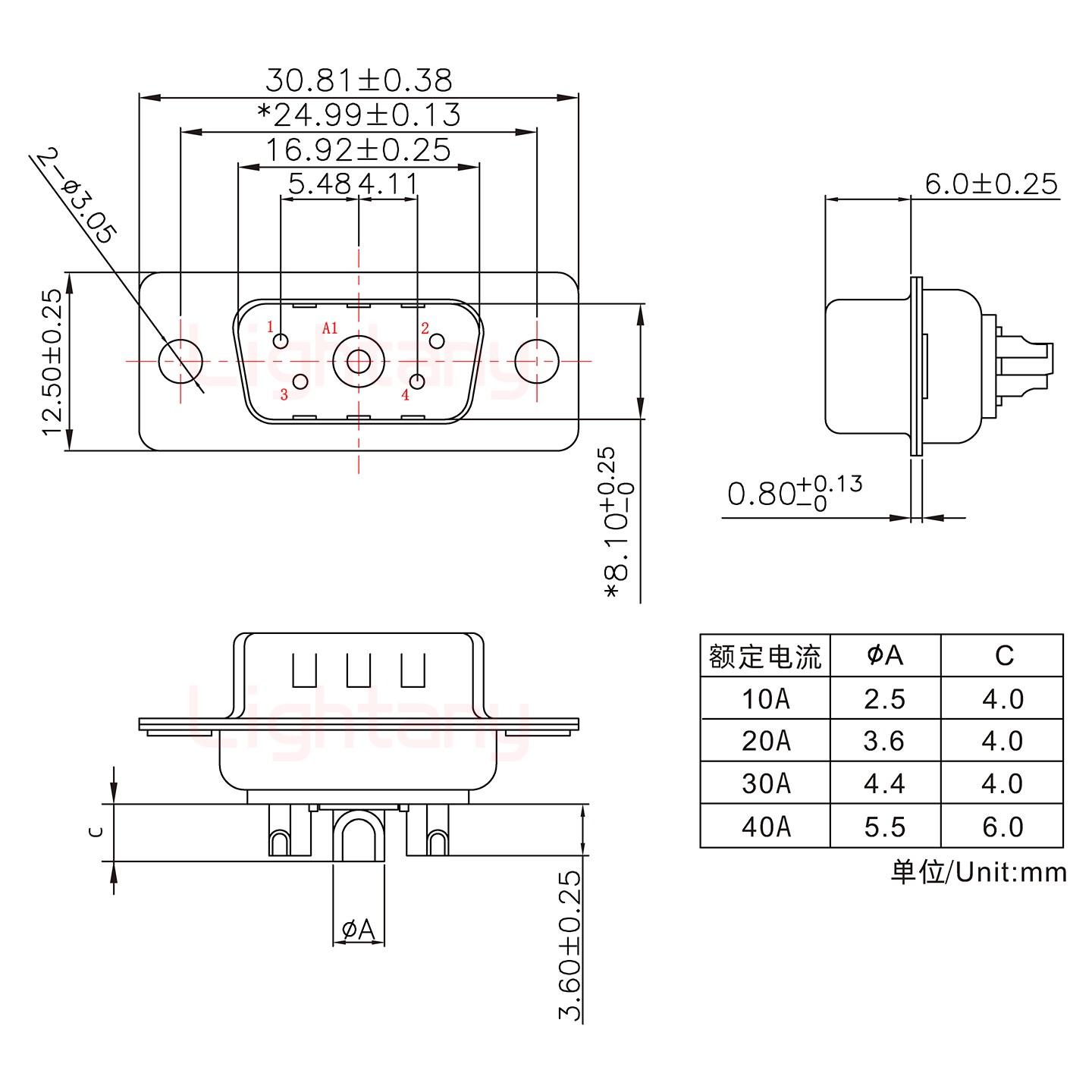 5W1公短體焊線30A+9P金屬外殼1707直出線4~12mm